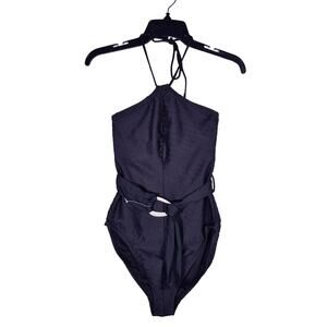 Time and Tru Black Halter One Piece Swimsuit Womens size Small